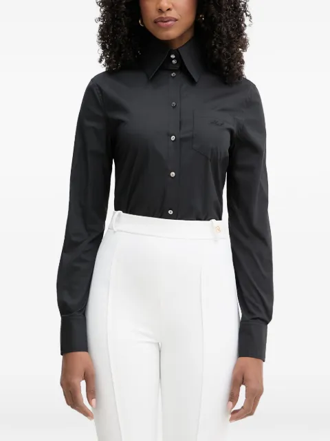 Karl Lagerfeld logo-embroidered chest-pocket shirt Black A4W11038999