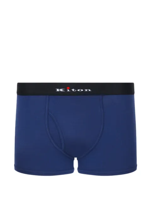 Kiton logo-waistband boxers Blue UNWBX16K0727H