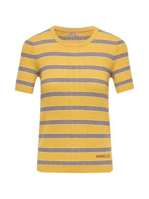 Moncler striped ribbed-knit T-shirt Yellow L10939C00027M9371