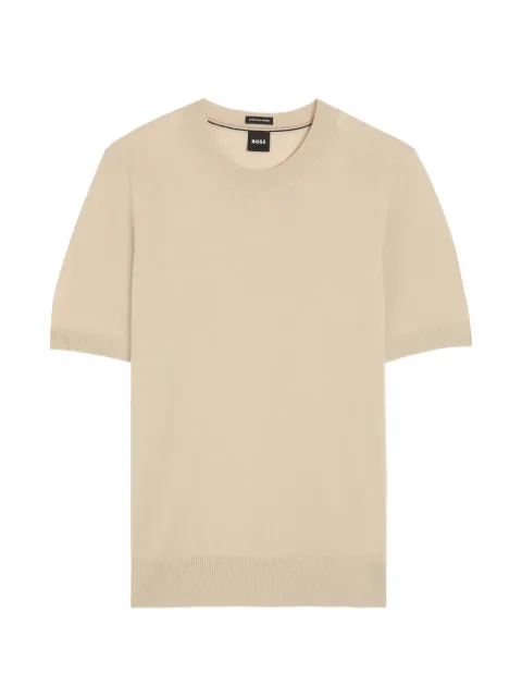 BOSS short-sleeved sweater in merino wool Neutrals 50560476