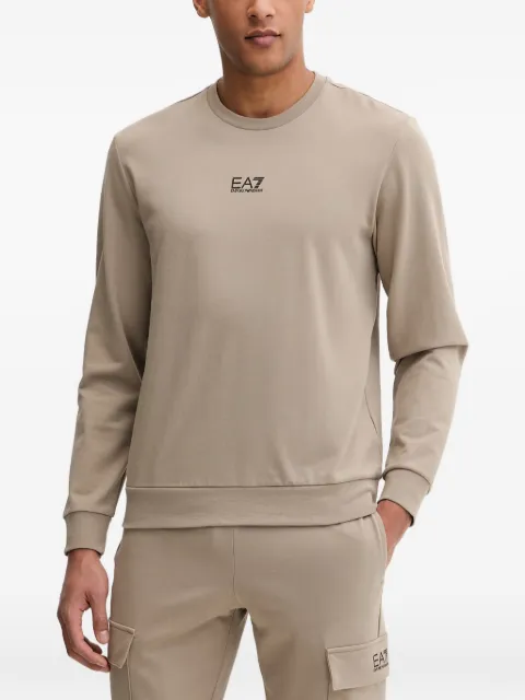 Ea7 Emporio Armani logo-print ribbed-trim sweater Neutrals 8NPM30PJVRZ