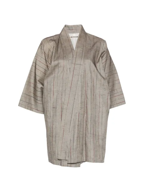 A.N.G.E.L.O. Vintage Upcycling striped silk kimono Grey AU250BFA