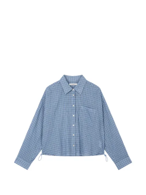 TOMBOY check-pattern drawstring-hem shirt Blue 9106221226