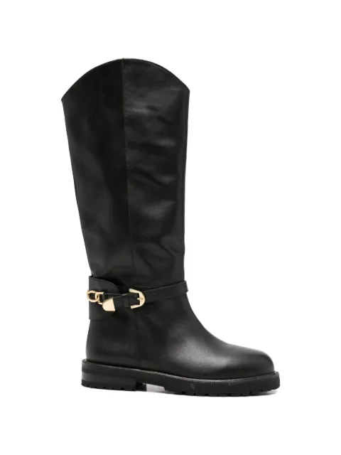 ADRIANNA FERETTI chain-link buckled boots Black 601425204