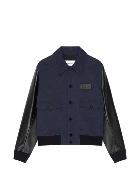Givenchy leather-sleeve panelled jacket Blue BM01F36Y47