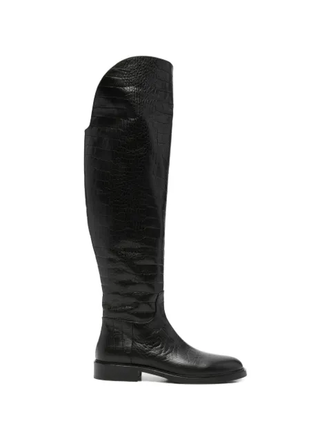ADRIANNA FERETTI crocodile-effect over-the-knee boots Black 601425217