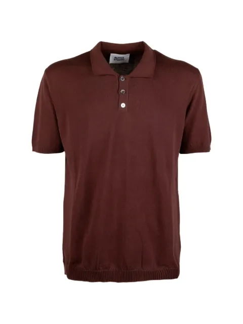 ALPHA STUDIO short-sleeve knit polo shirt Brown 5043B