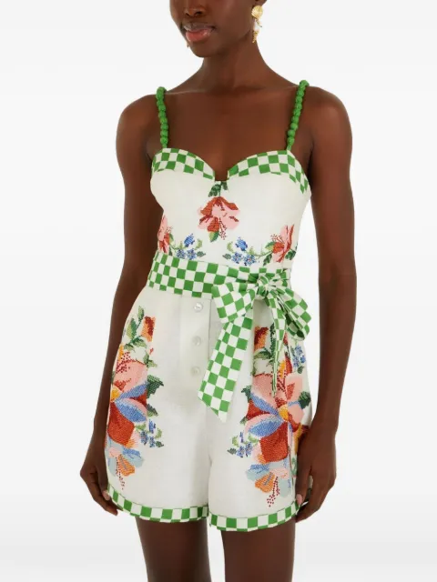 FARM Rio Calm Breeze floral-print playsuit White 355474
