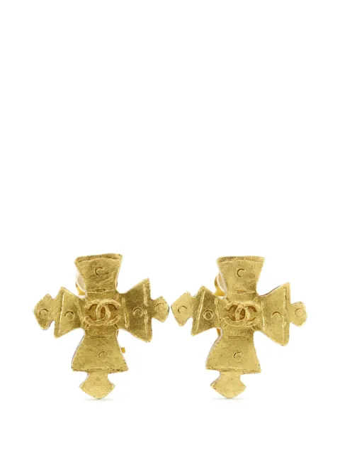 CHANEL Pre-Owned 1994 CC Gold Plated Cross Clip On Earrings costume earrings Gold Z9IJ8FGIQTJ0DHAK