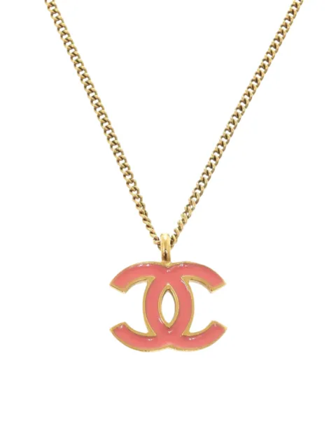 CHANEL Pre-Owned 2001 CC Gold Plated Enamel Pendant Necklace costume necklace Gold IM12PYLOWAJ7PUOK
