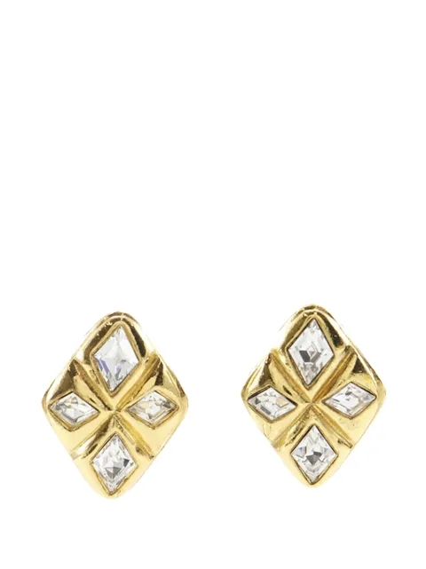 CHANEL Pre-Owned 1970-1980 Gold Plated Strass Diamond Shape Clip On Earrings costume earrings Gold 7XUW26A2521HXY3U