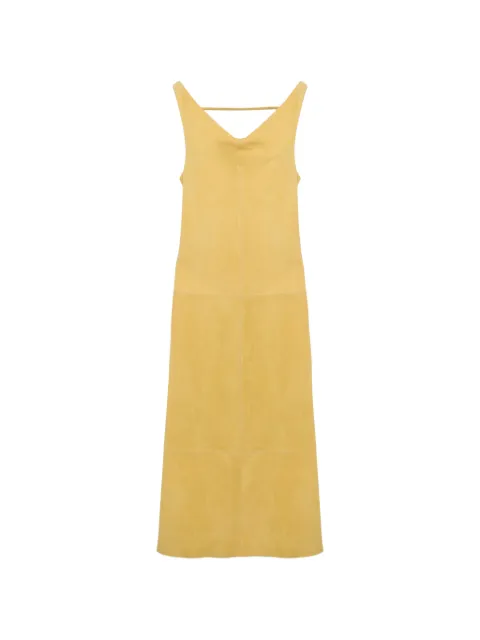 SIMKHAI Bridger cowl-neck suede midi dress Yellow 2261248S