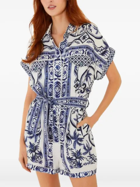 FARM Rio Wonderful City belted playsuit White 355488