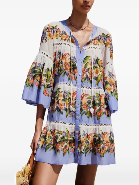 FARM Rio Hilo floral-print tiered mini dress White 0204015