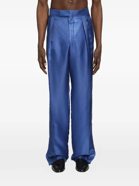 TOM FORD pleated silk trousers Blue PLMD04S0266