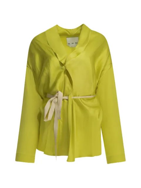 SA SU PHI belted shawl-collar coat Yellow S26134VS