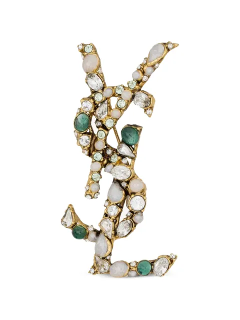 Saint Laurent Cassandre crystal-embellished brooch Gold 870095Y15VR