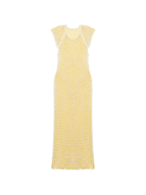 SIMKHAI Faylen open-knit fringed midi dress Yellow 2261218K