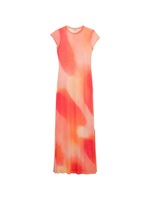 SIMKHAI Fia abstract-print mesh maxi dress Orange 2261206SW