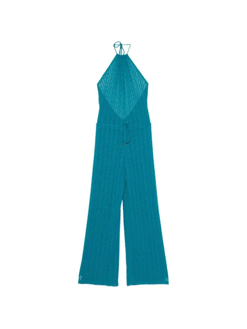Fisico crochet-knit halterneck jumpsuit Blue FT30T0