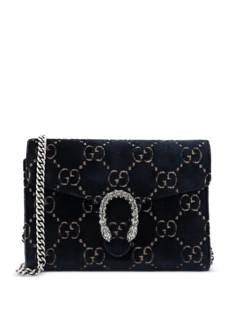 Gucci Pre-Owned Dionysus Chain Wallet GG Velvet Small crossbody bag Blue R1SRQT8RJ99DPJ2K