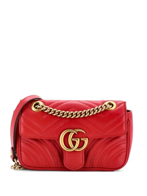Gucci Pre-Owned GG Marmont Flap Bag Matelasse Leather Mini crossbody bag Red C793GV8FPT0M5UZG