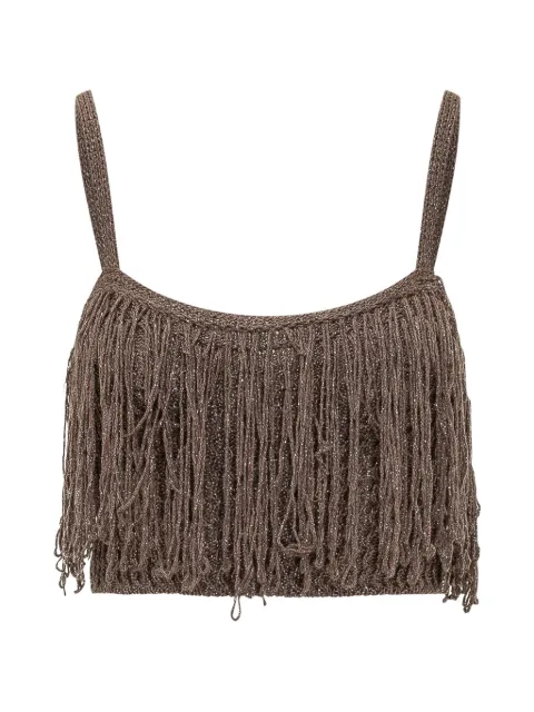 PINKO Paeonia fringe-trimmed top Brown 106961A3CI