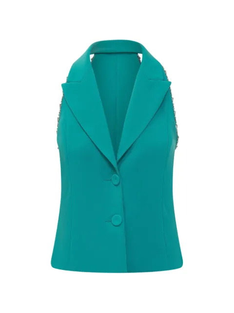 PINKO bead-trimmed halterneck waistcoat Blue 106616A34P