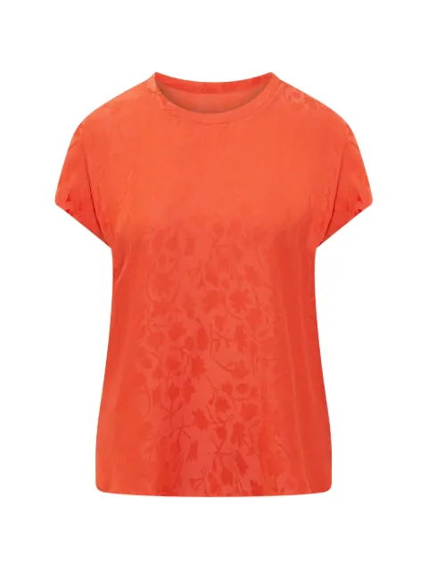 PINKO floral-jacquard short-sleeve blouse Orange 100100A3AN
