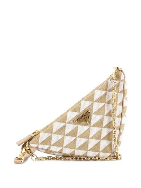Prada Pre-Owned Symbole Triangle Bag Leather and Jacquard Mini shoulder bag Neutrals 62WPZ0ZBDGFGGALK