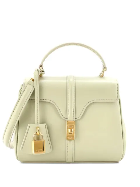 Celine Pre-Owned 16 Top Handle Bag Smooth Calfskin Mini satchel Green X98FU6BXI88CA3OW