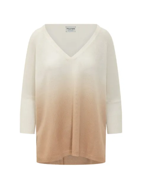 kujten gradient-effect V-neck sweater White F2034