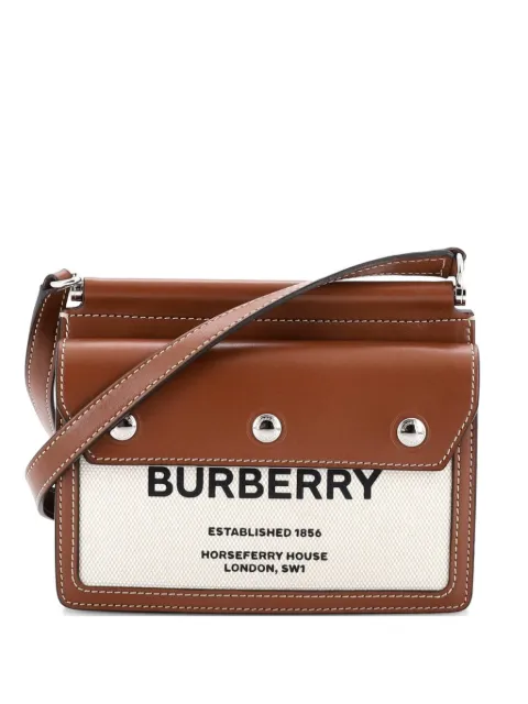 Burberry Pre-Owned Logo Title Pocket Canvas and Leather Mini crossbody bag Brown 1ZMGBJOWE4R2FNYT