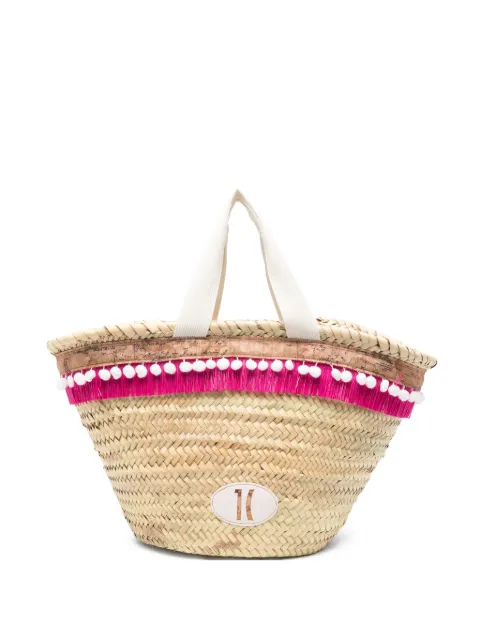 ALVIERO MARTINI 1° CLASSE fringe pom-pom tote bag Neutrals LF564878