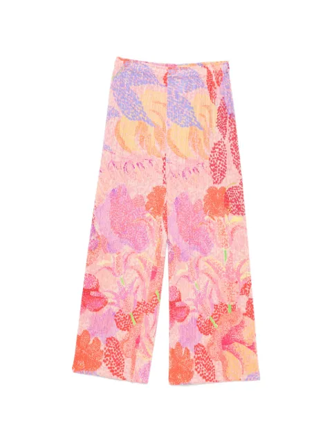 Pleats Please Issey Miyake abstract-print pleated trousers Pink PP66JF694