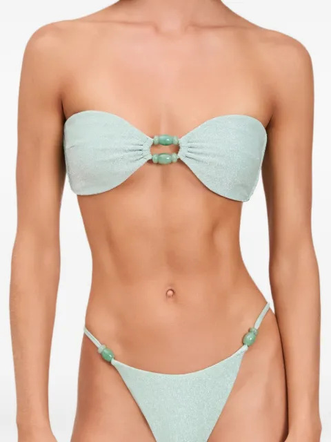 Devon Windsor Anto bead-embellished strapless bikini top Green RE26607T