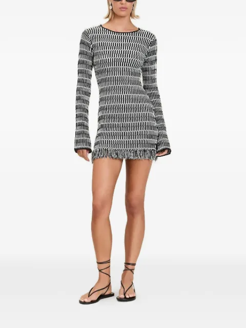 Devon Windsor Costa fringe-trim mini dress Black SP26661D