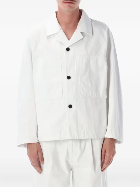 Still by Hand patch-pocket button-up jacket White DN04261