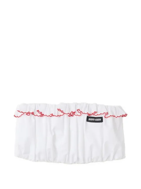 Miu Miu embroidered poplin bandeau top White TP9164SOOO197F