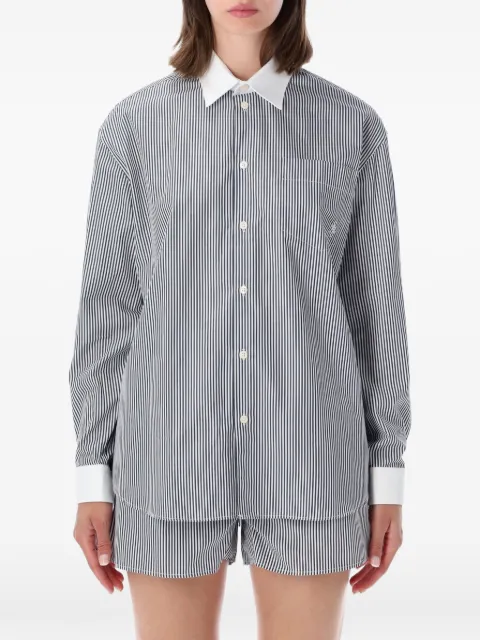 Sporty & Rich vertical-stripe long-sleeve shirt Blue SI019710302ST09