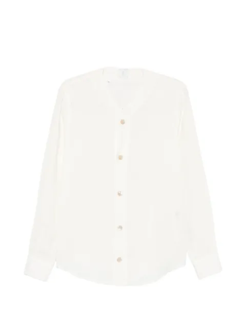 Eleventy V-neck buttoned shirt Neutrals M75CAMM06TES0I139