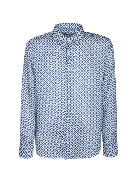 PENINSULA SWIMWEAR Alina geometric-print long-sleeve shirt Blue P26SSH001