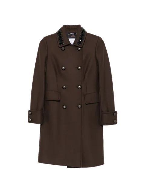 Bazar Deluxe bead-embellishment double-breasted coat Brown S11462000