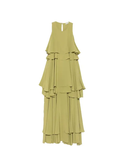 AMI Paris tiered ruffled midi dress Green FDR642AC0020
