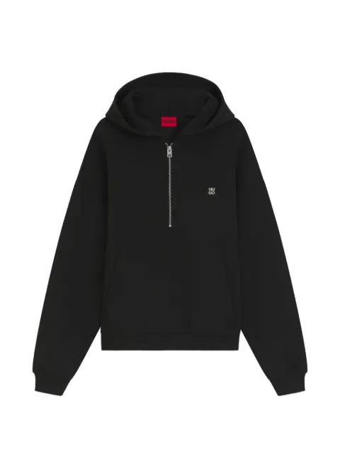 HUGO logo-patch half-zip hoodie Black 50563019