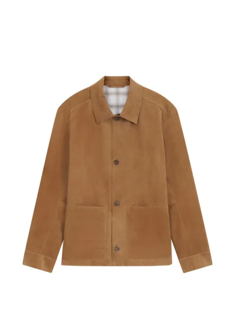 BOSS suede button-up leather jacket Neutrals 50563881