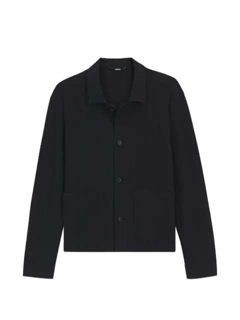 BOSS textured button-up shirt jacket Black 50567548
