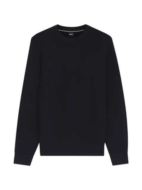 BOSS regular-fit sweater in diagonal-structured cotton Blue 50565565