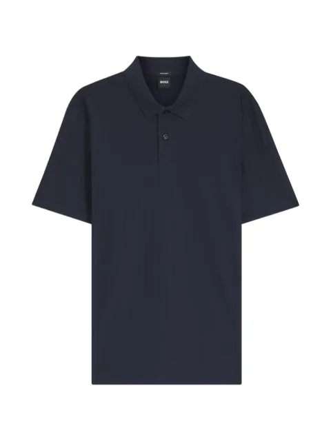 BOSS stripe-textured polo shirt Blue 50565244