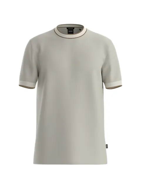 BOSS structured cotton T-shirt Neutrals 50565742